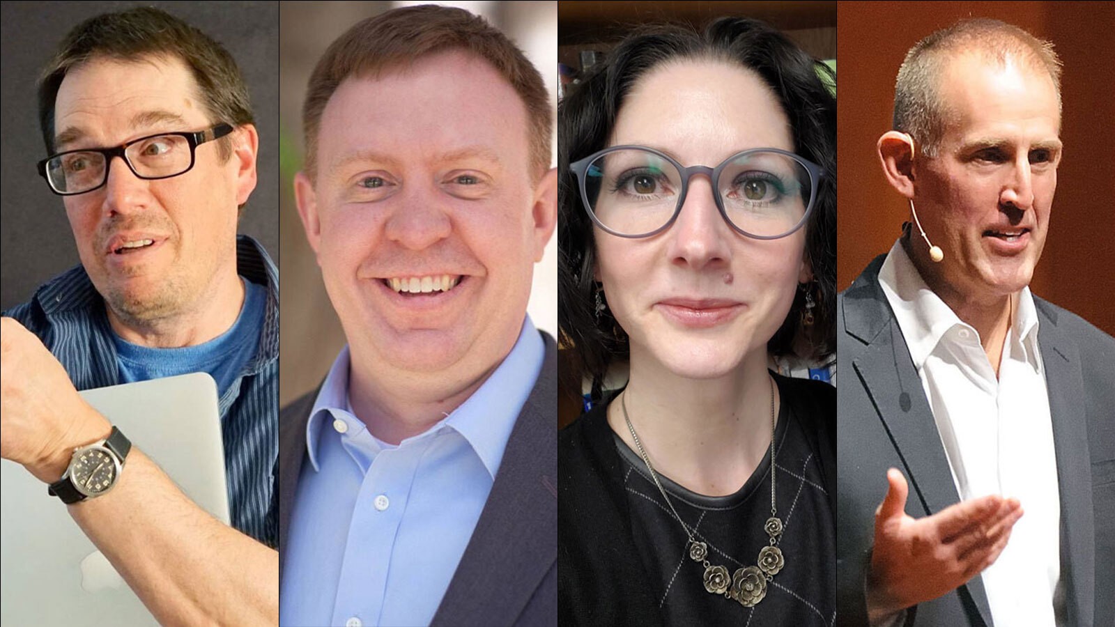 A composite image of Christopher Conte, Patrick Mason, Rebecca Walton and Brian McCuskey
