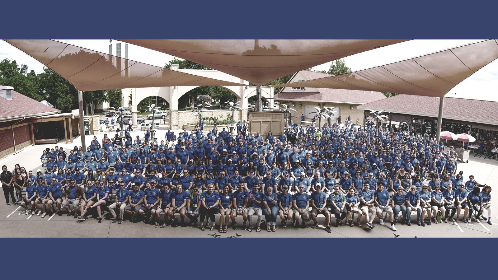 Hundreds of Boston Scientific employees pose for a photograph in Arden Hills, Minnesota.
