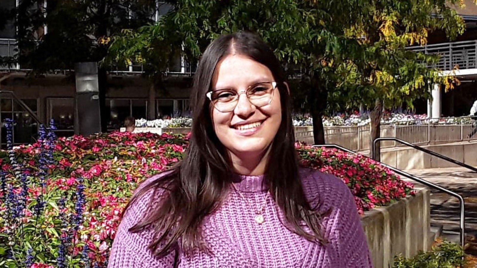 Karla Sandoval Rodriguez posing for a photo on the USU Logan campus.