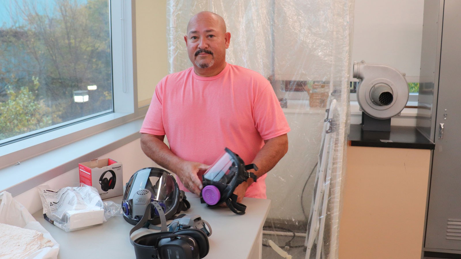 USU industrial hygienist John Flores in lab.