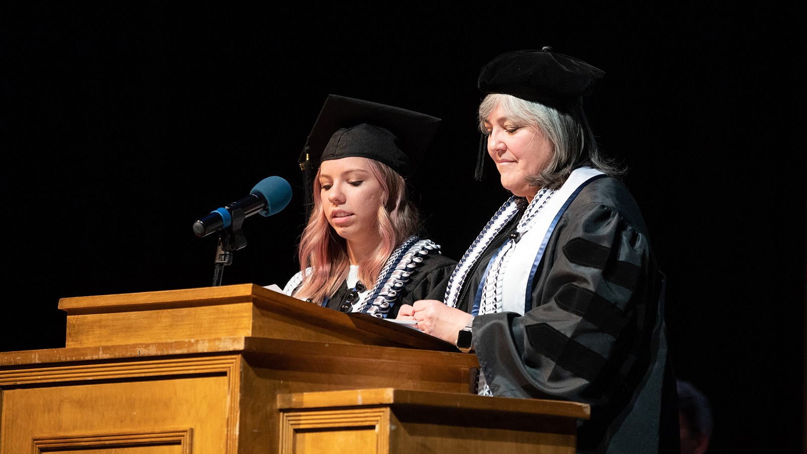 USU Kaysville graduates Kari Lamoreaux and her daughter Alexis Phillips speak at USU Brigham City R