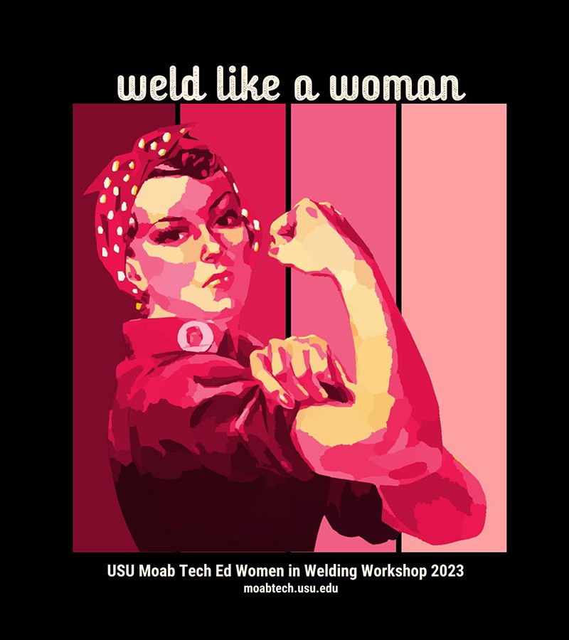Poster of Rosie the Riveter promoting welding classes at USU Moab