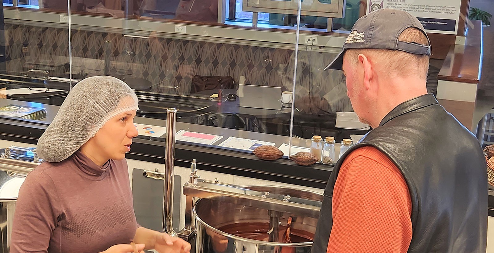 Workers in a chocolate factory.
