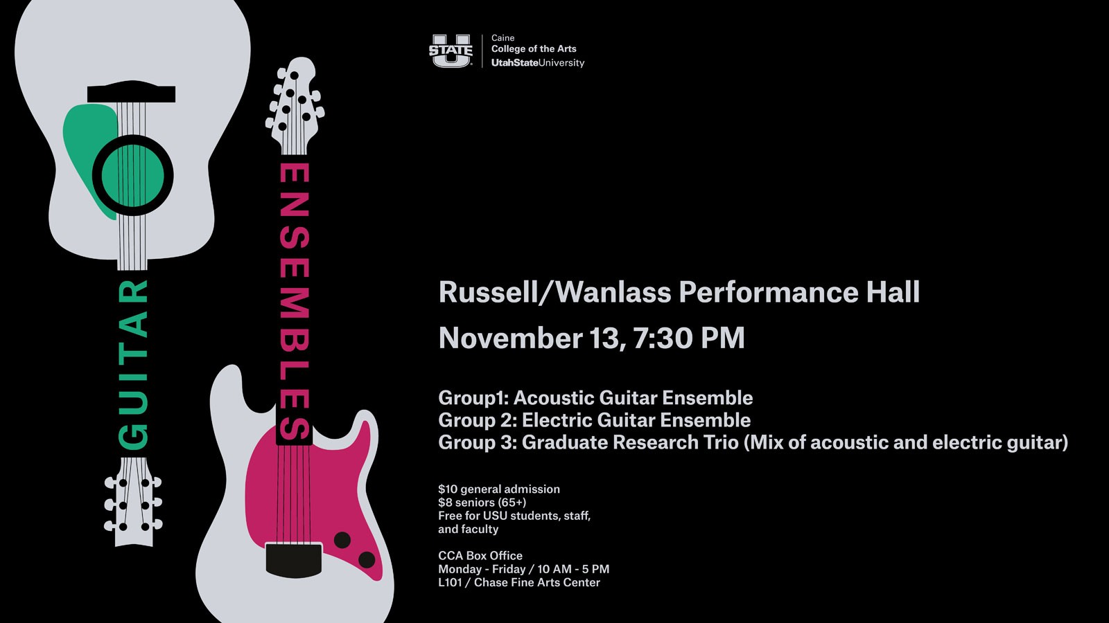Text Reads: Russell Wanlass Performance Hall, November 13, 7:30 p.m.