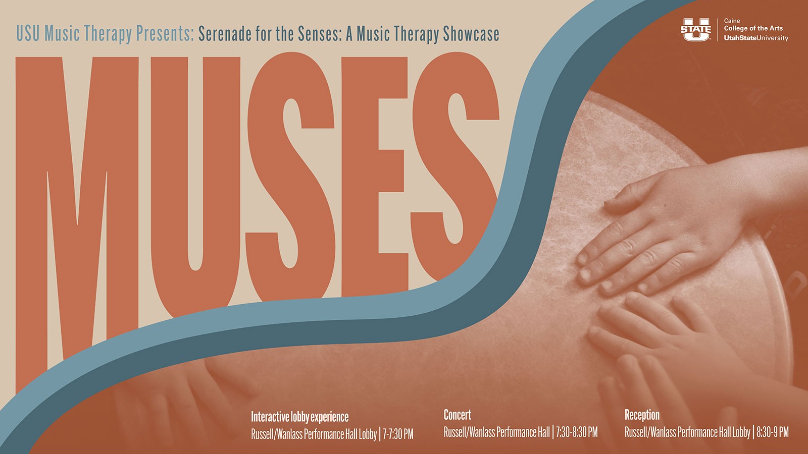 Text Reads: USU Music Therapy Presents: Serenade for the Senses: A Music Therapy Showcase.