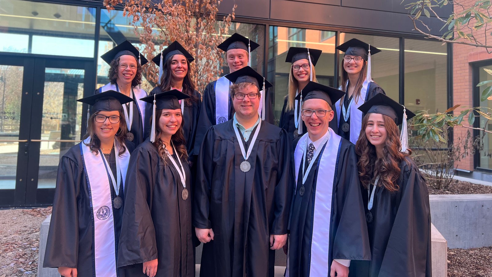 Students in graduation attire.