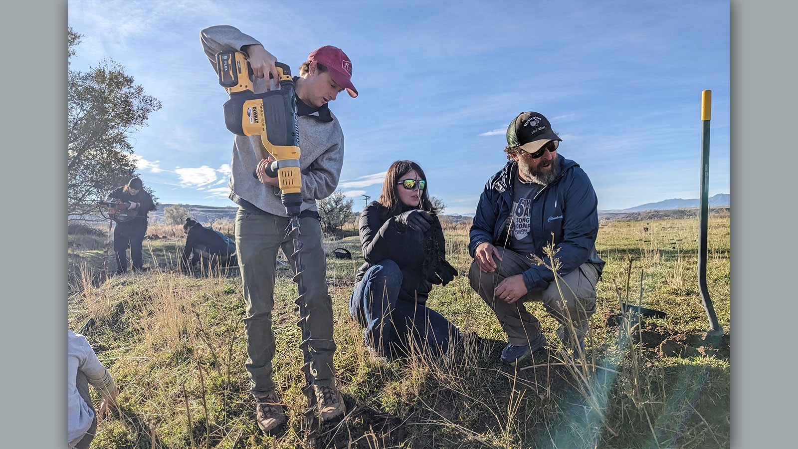 Students working on a landscape.