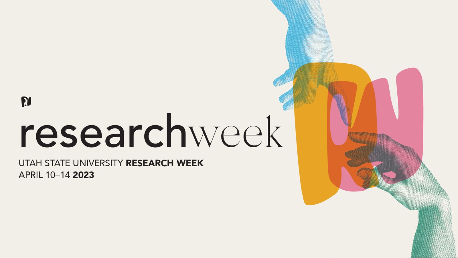 Text Reads: Utah State University Research Week, April 10-14, 2023.