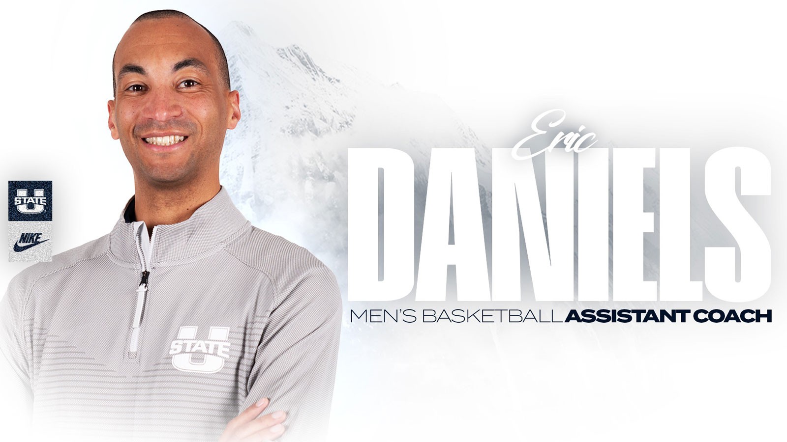 Text Reads: Eric Daniels, men's basketball assistant coach.