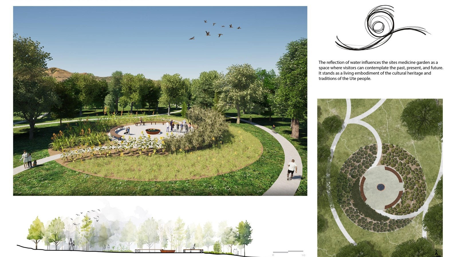 Design renderings of a public park.