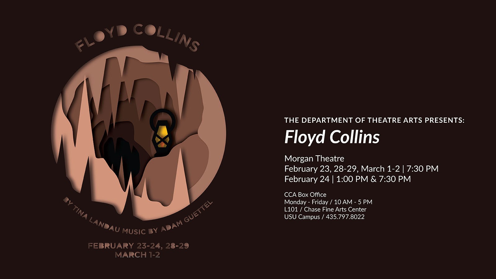 Text Reads: The Department of Theatre Arts Presents Floyd Collins.