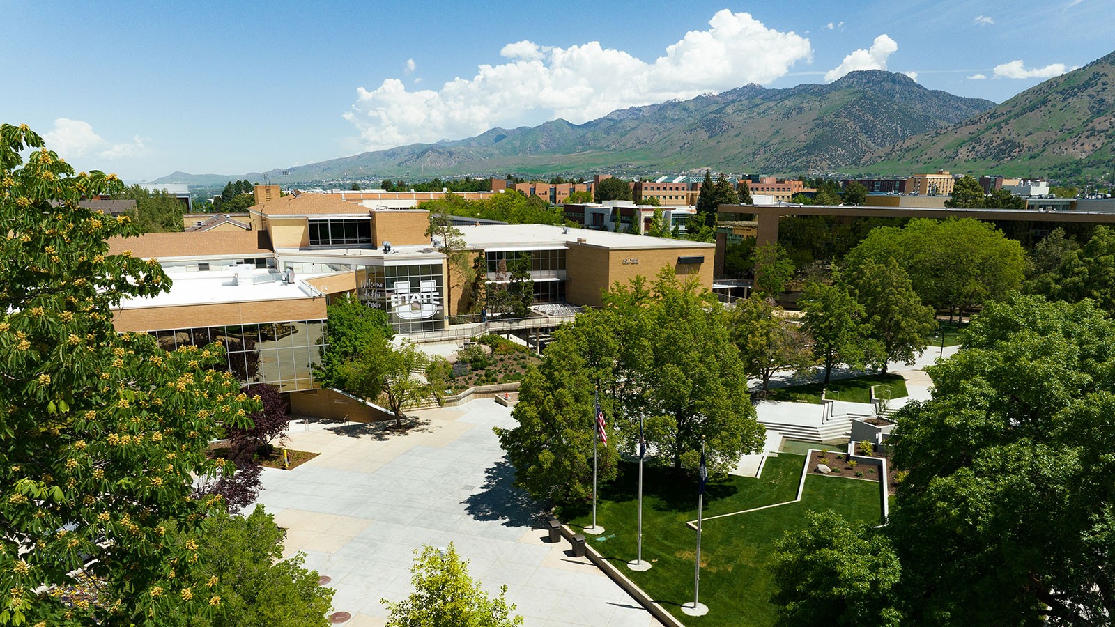 The USU Logan campus in spring.