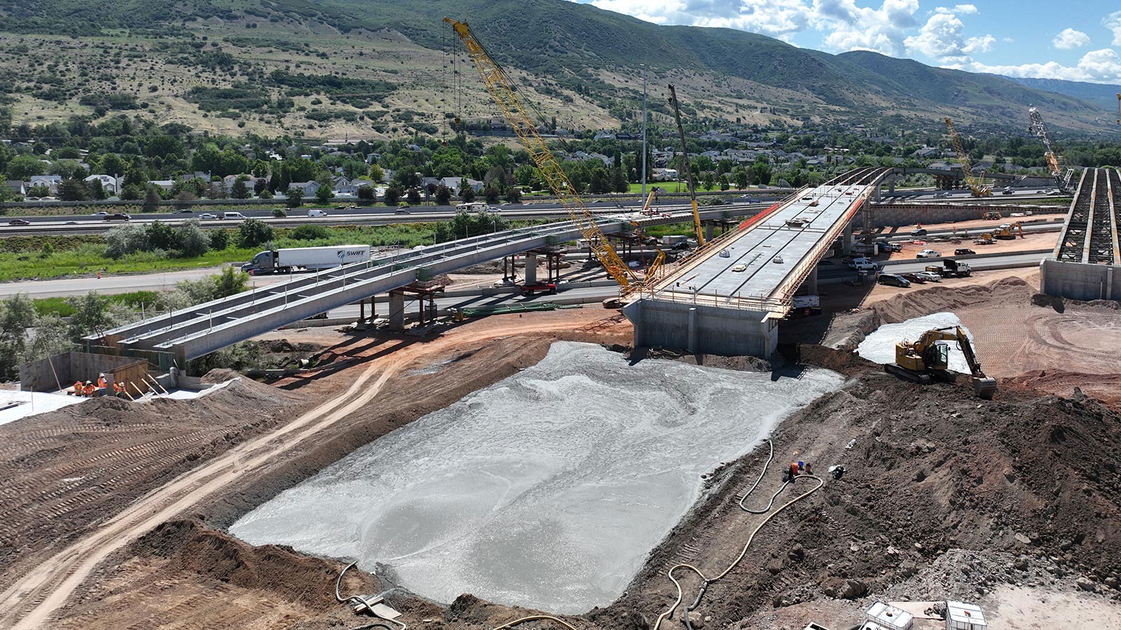 A freeway interchange under construction.