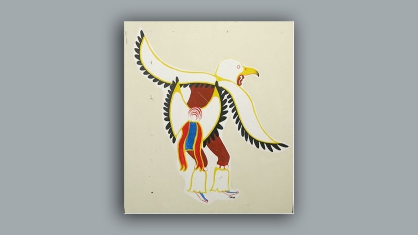 A painting of an eagle dancer.