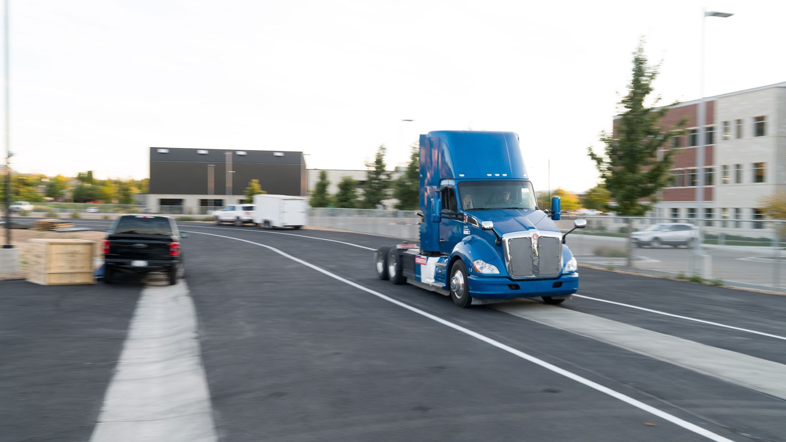 A semi tractor on ASPIRE's electrified test track.