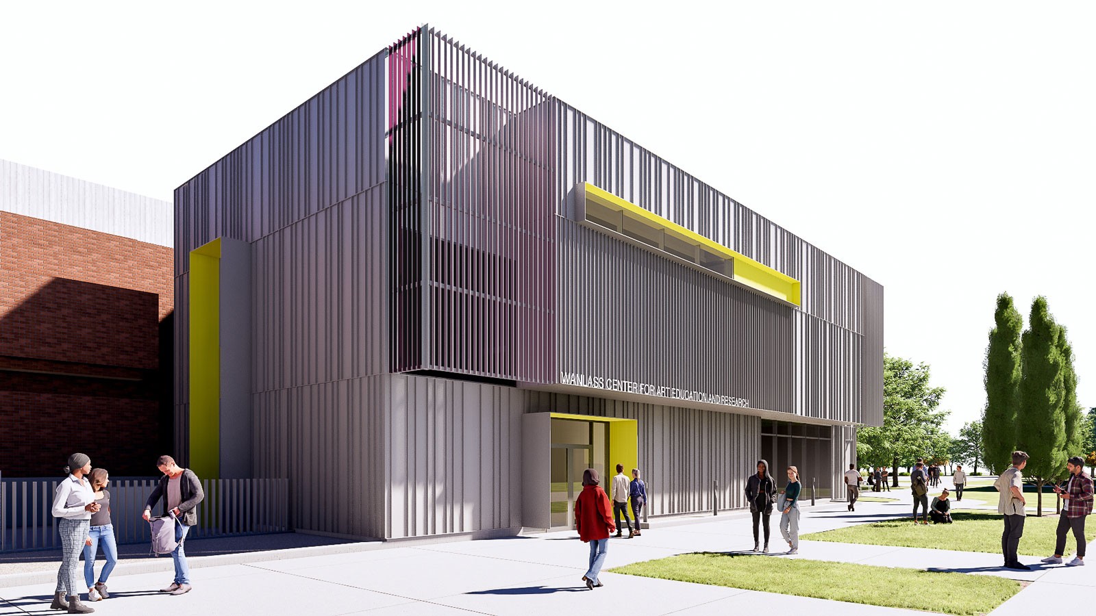 An architectural rendering of a university building.