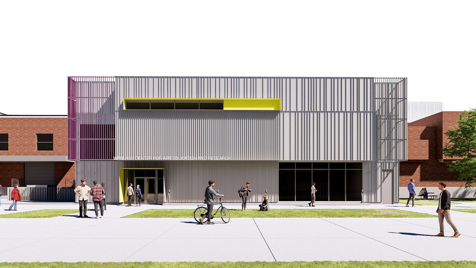 An architectural rendering of a university building.
