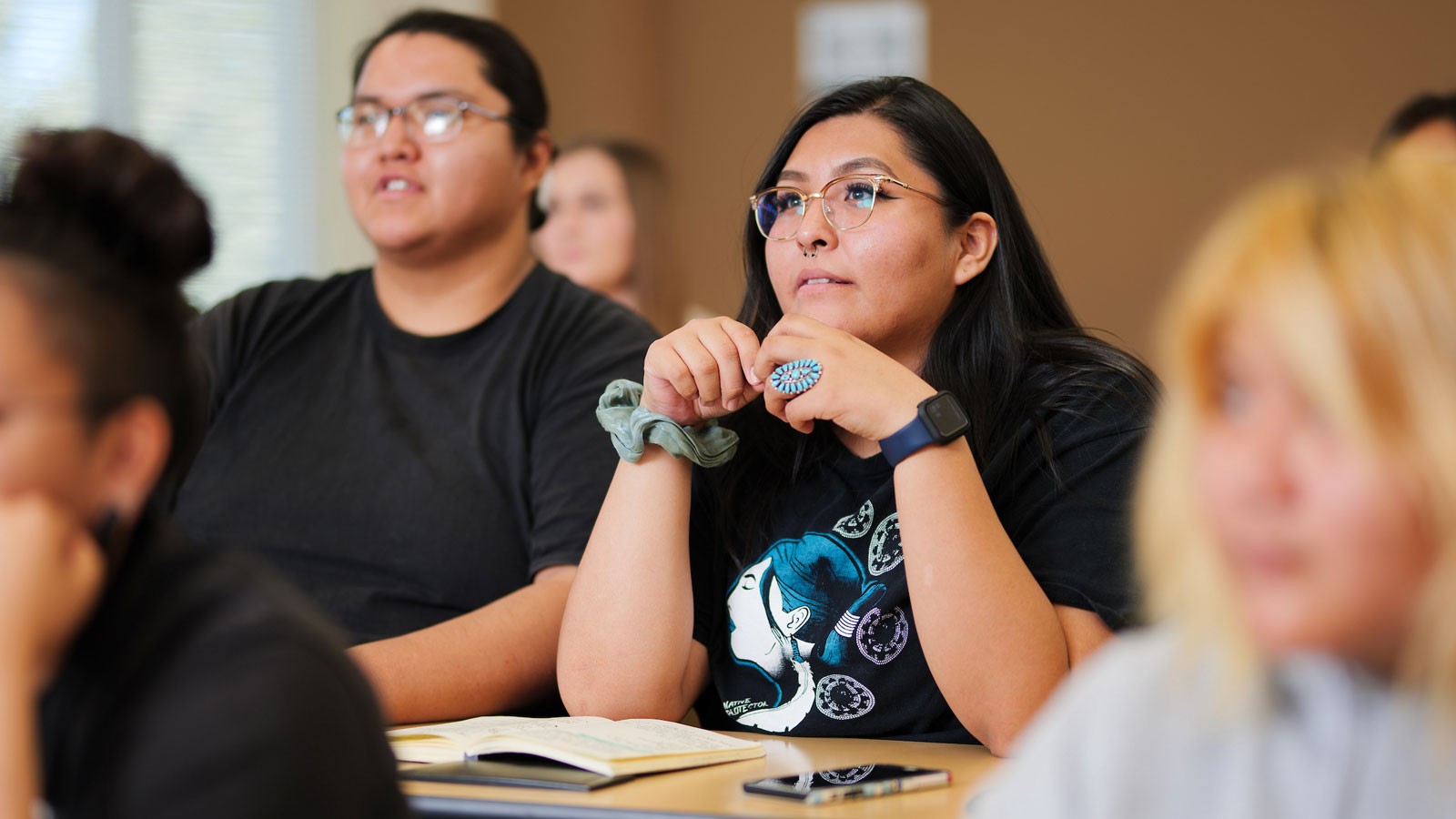 Native American students in a classroom.