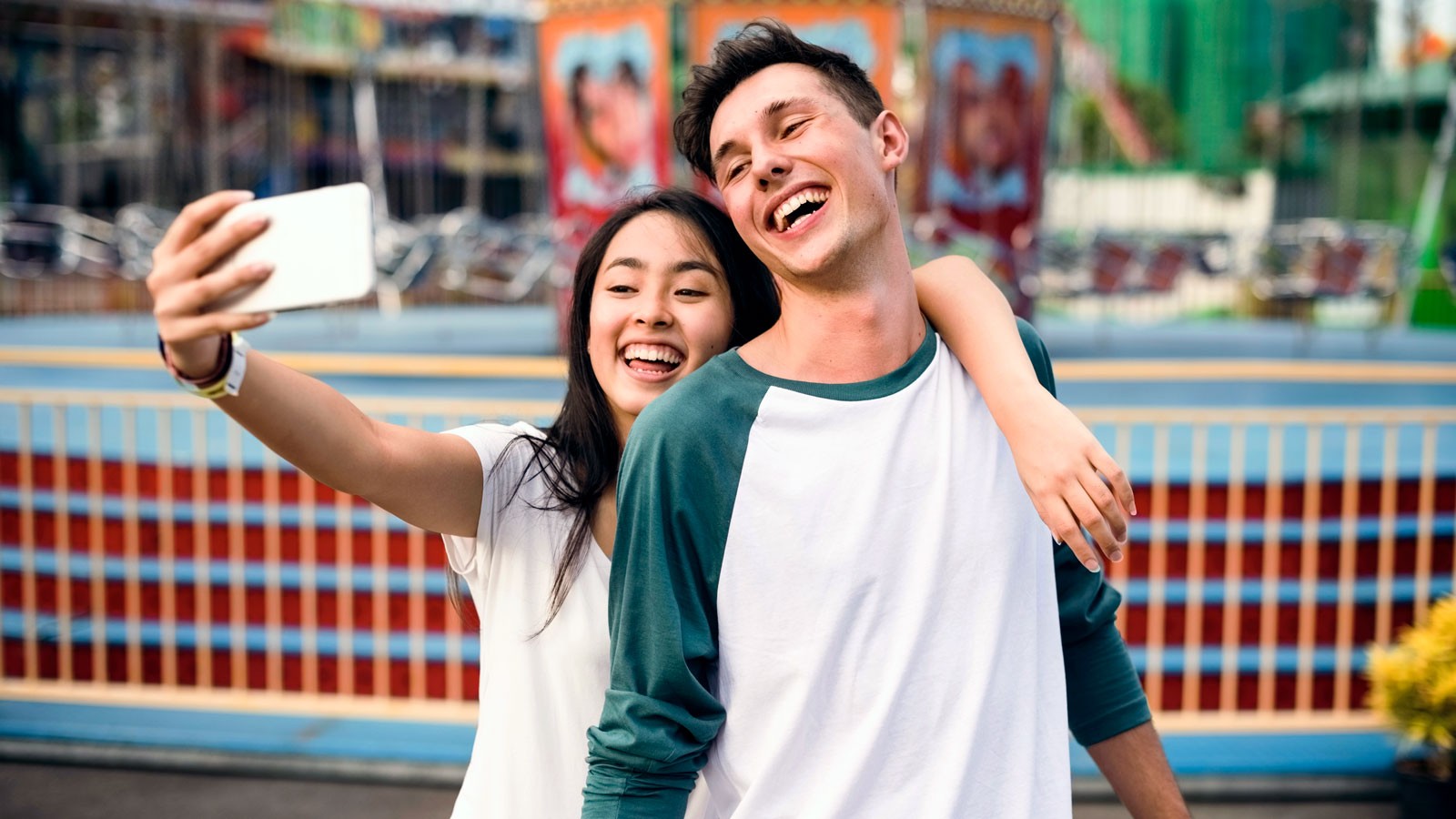 A couple taking a selfie.
