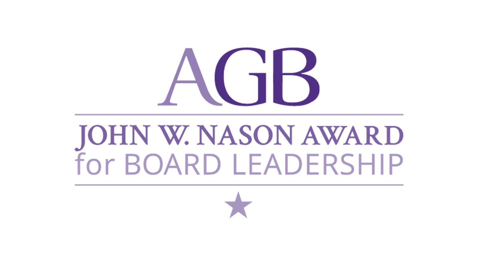 Text Reads: AGB John W. Nason Award for Board Leadership.