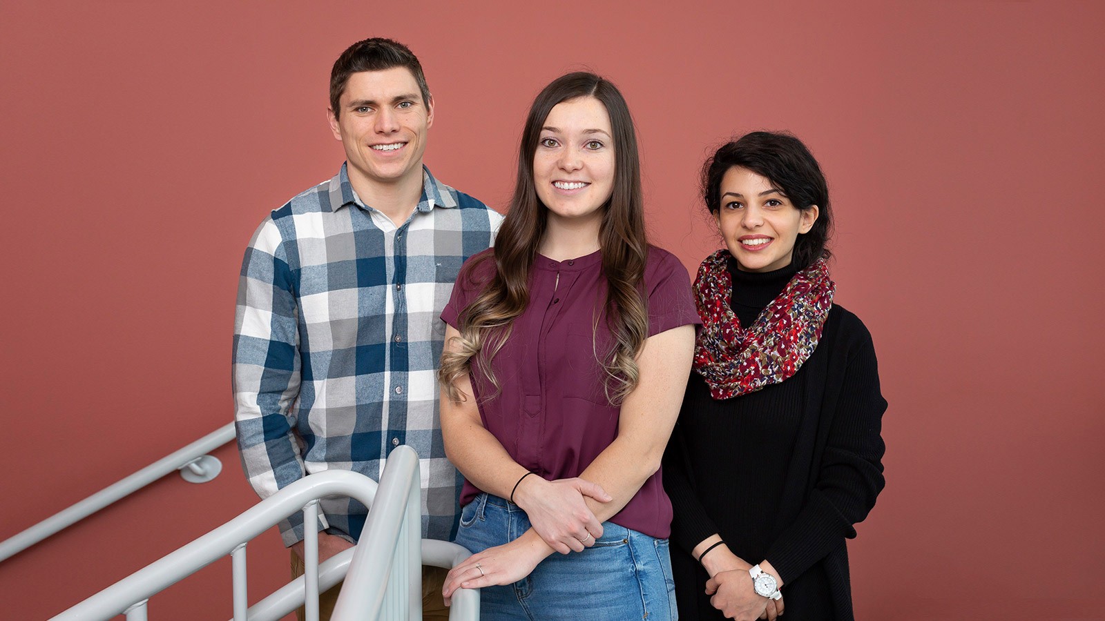 Engineering students Tim Clark, Jade Snyder and Irene Garousi Nejad.