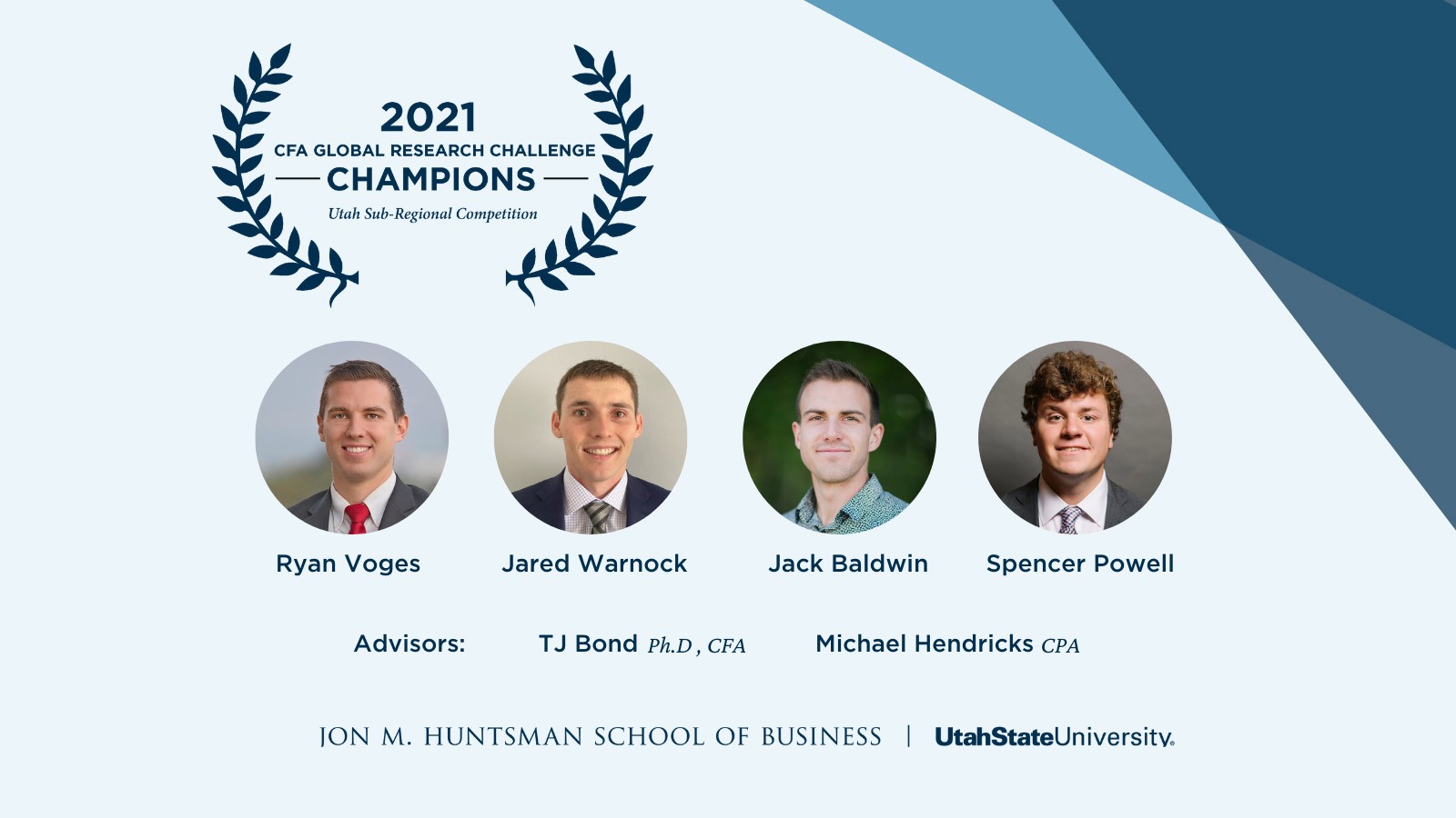 2021 CFA Global Research Challenge: Ryan Voges, Jared Warnock, Jack Baldwin and Spencer Powell