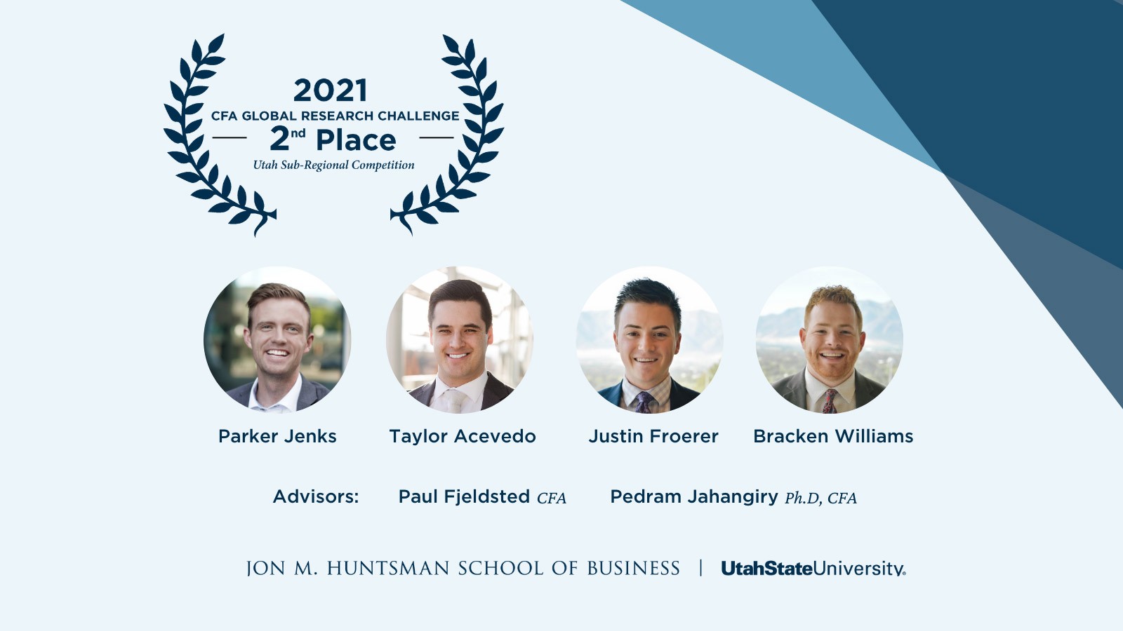 2021 CFA Global Research Challenge: Park Jenks, Taylor Acevedo, Justin Froerer, Bracken Williams.