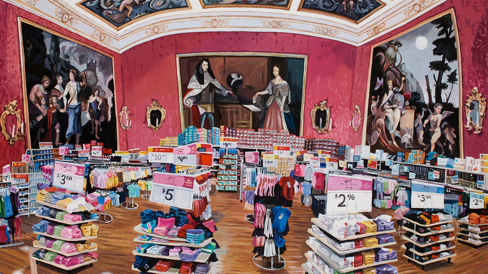 Jean Lowe, “Girl Boy” (detail), 2008, Enamel on panel, 75 x 95 inches.