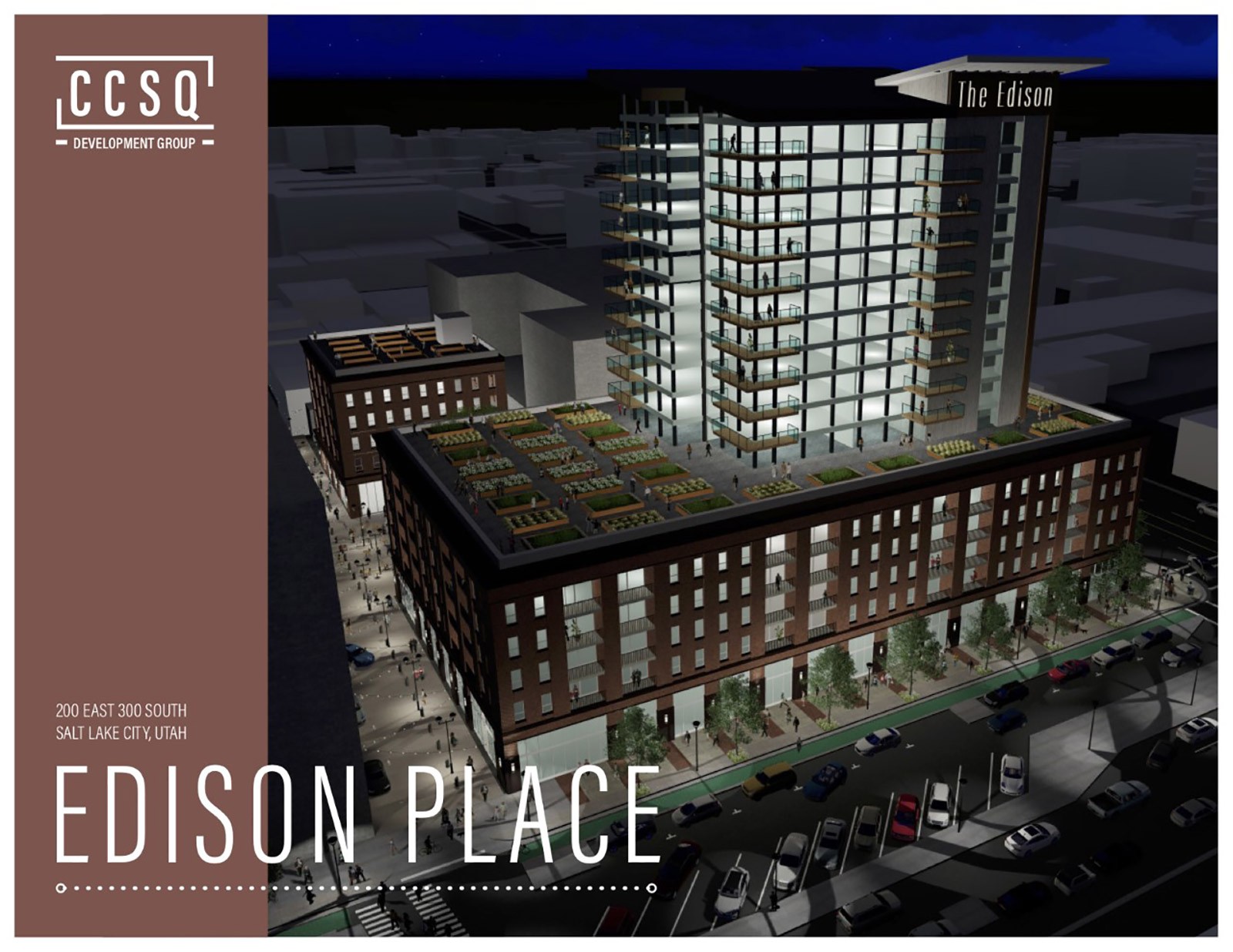 An artist’s rendering of the CCSQ team’s Edison Place plan.