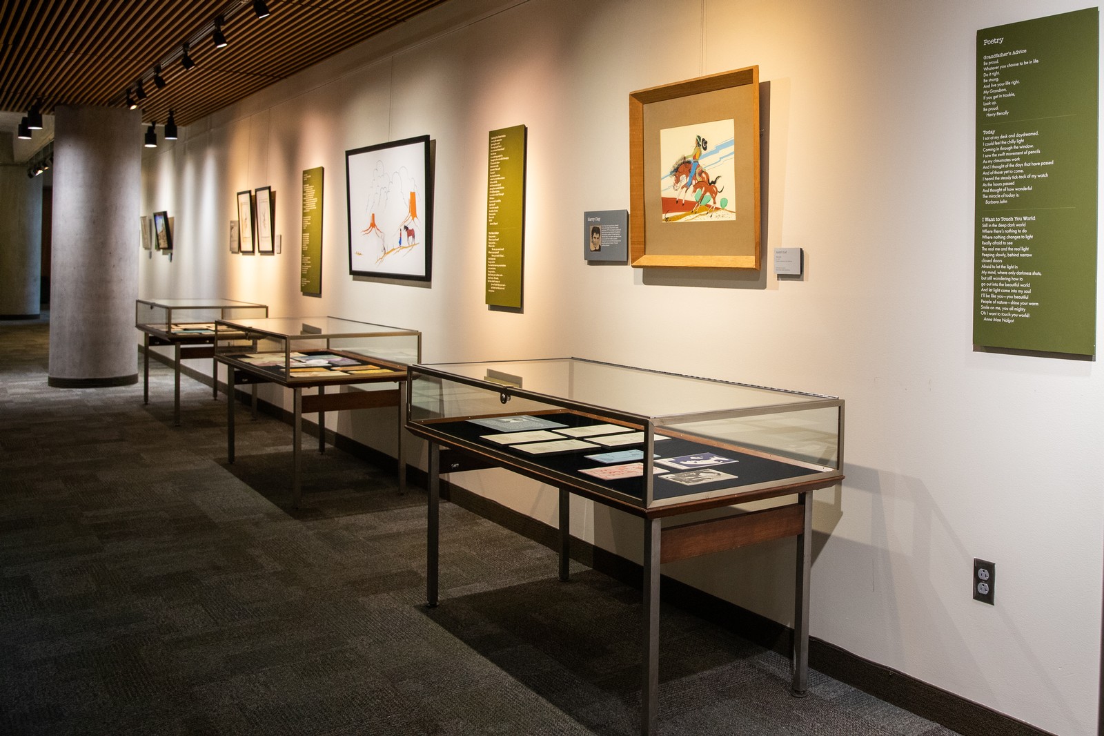 Part of the Returning Home exhibit in the Merrill-Cazier Library.