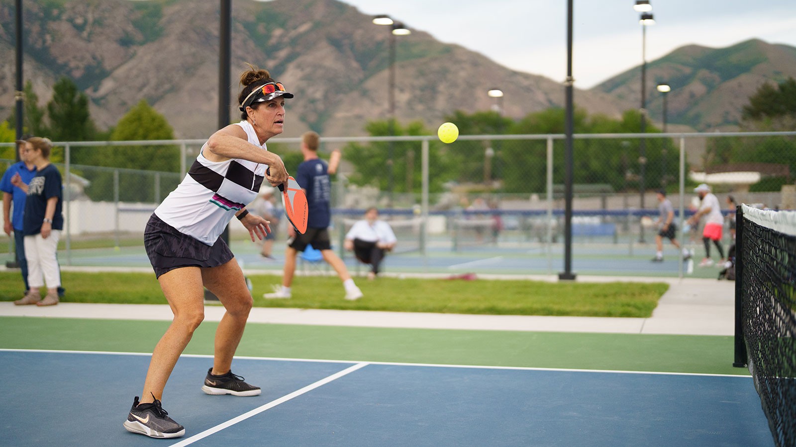 A person playing pickleball.