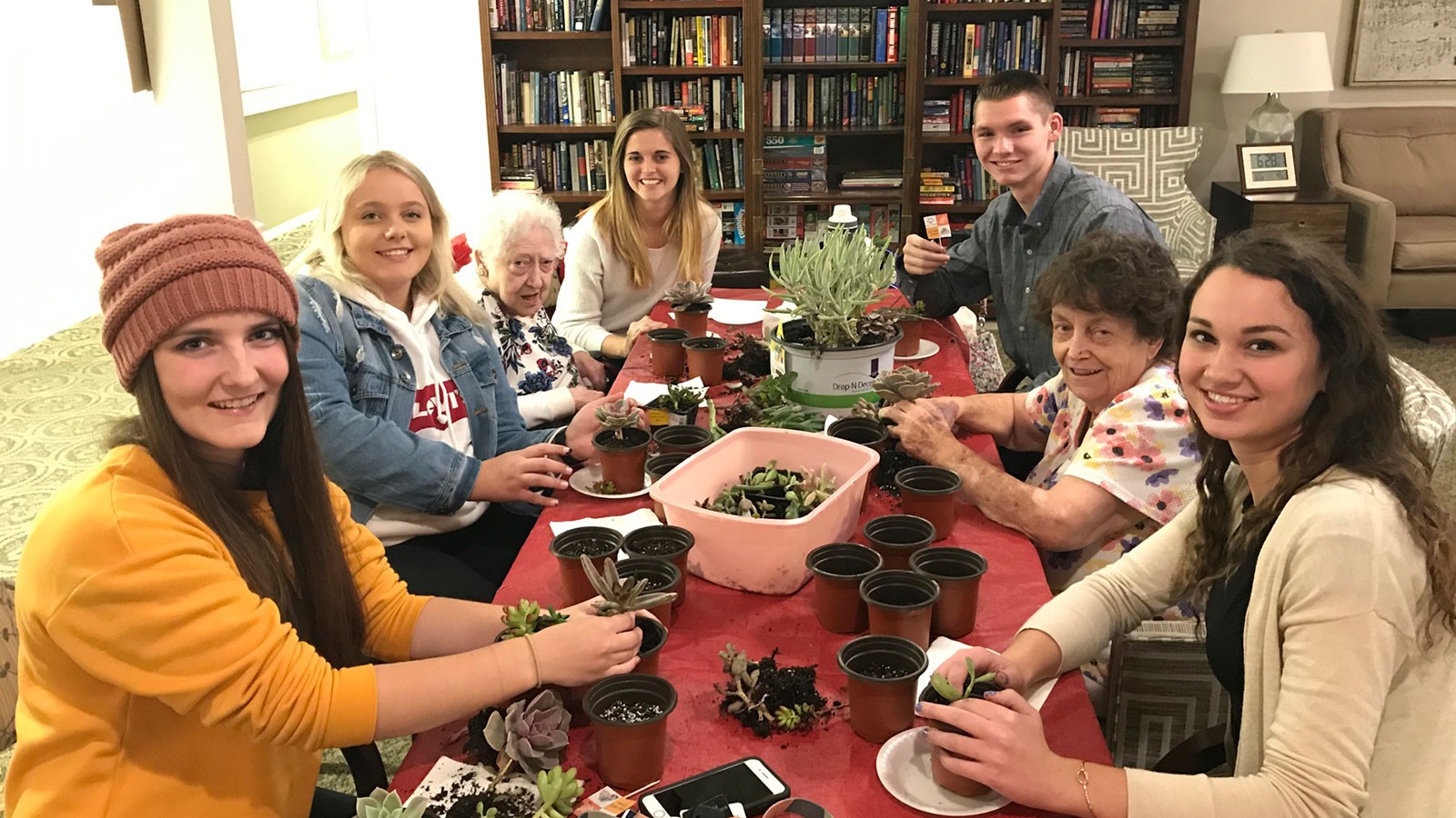 USU student volunteers with the “grandfriends” program.