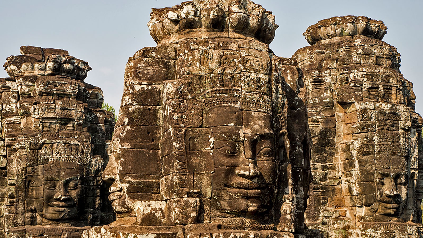 Bayon Temple, a richly decorated Khmer temple at Angkor in Cambodia.