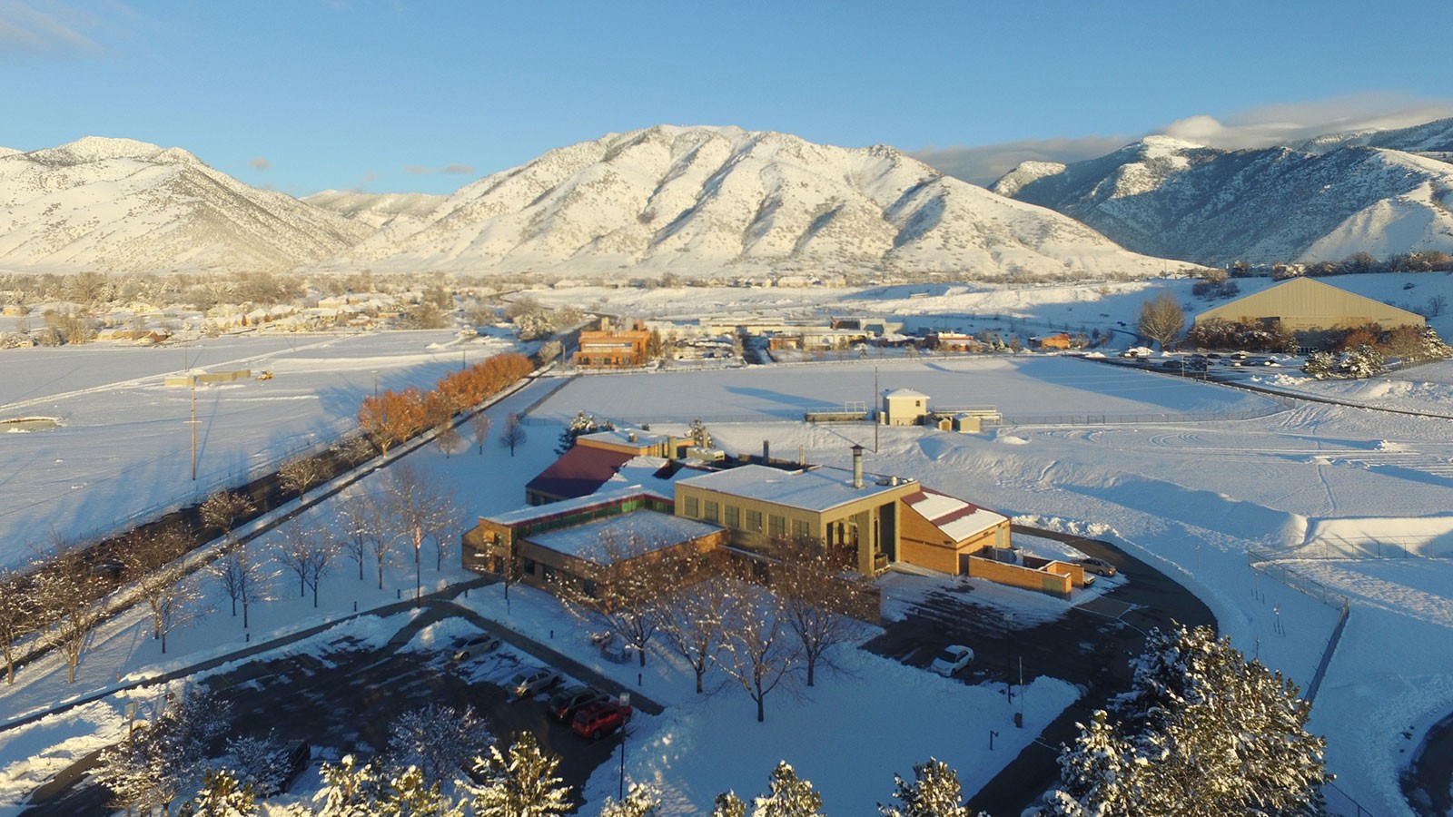 Aerial view of the Utah Veterinary Diagnostic Laboratory at Utah State University.