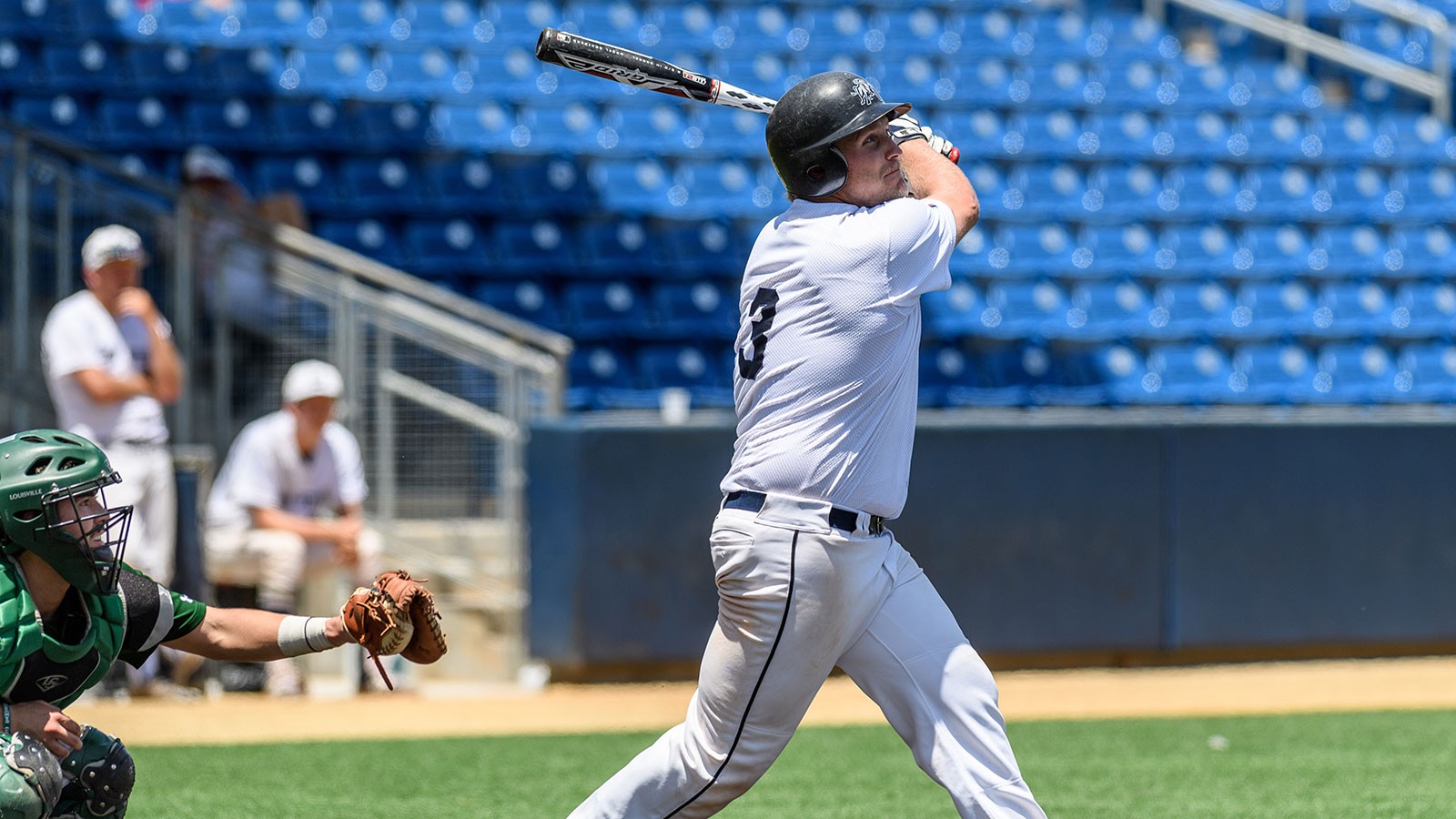 Jake Anderson from USU's Club Baseball Team on the field.