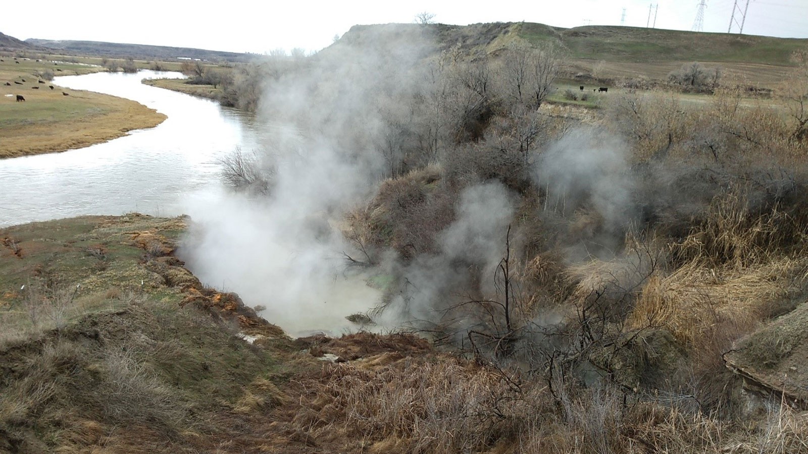 A hot spring along the bank of the Bear River at Boa Ogoi.