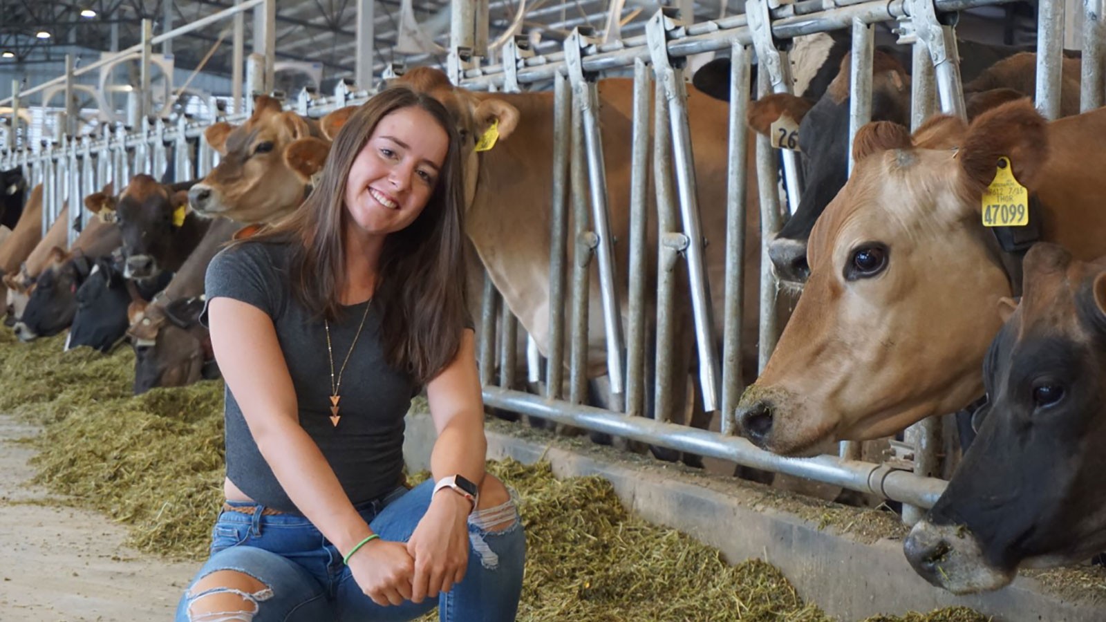 Lexie Padilla at USU's Caine Dairy.