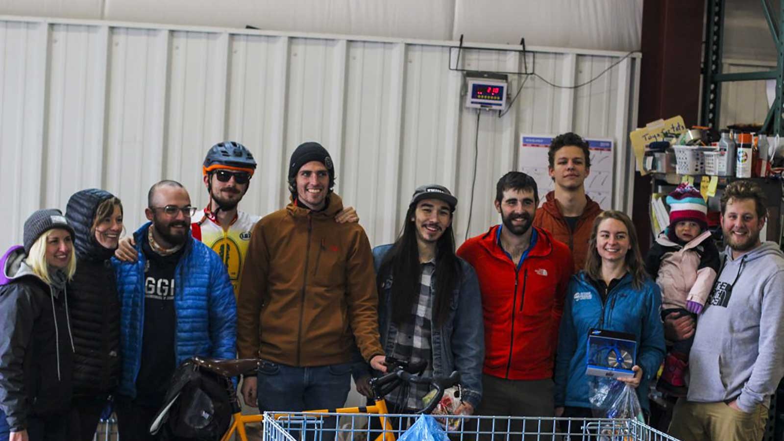 Cranksgiving participants line up for a photo.