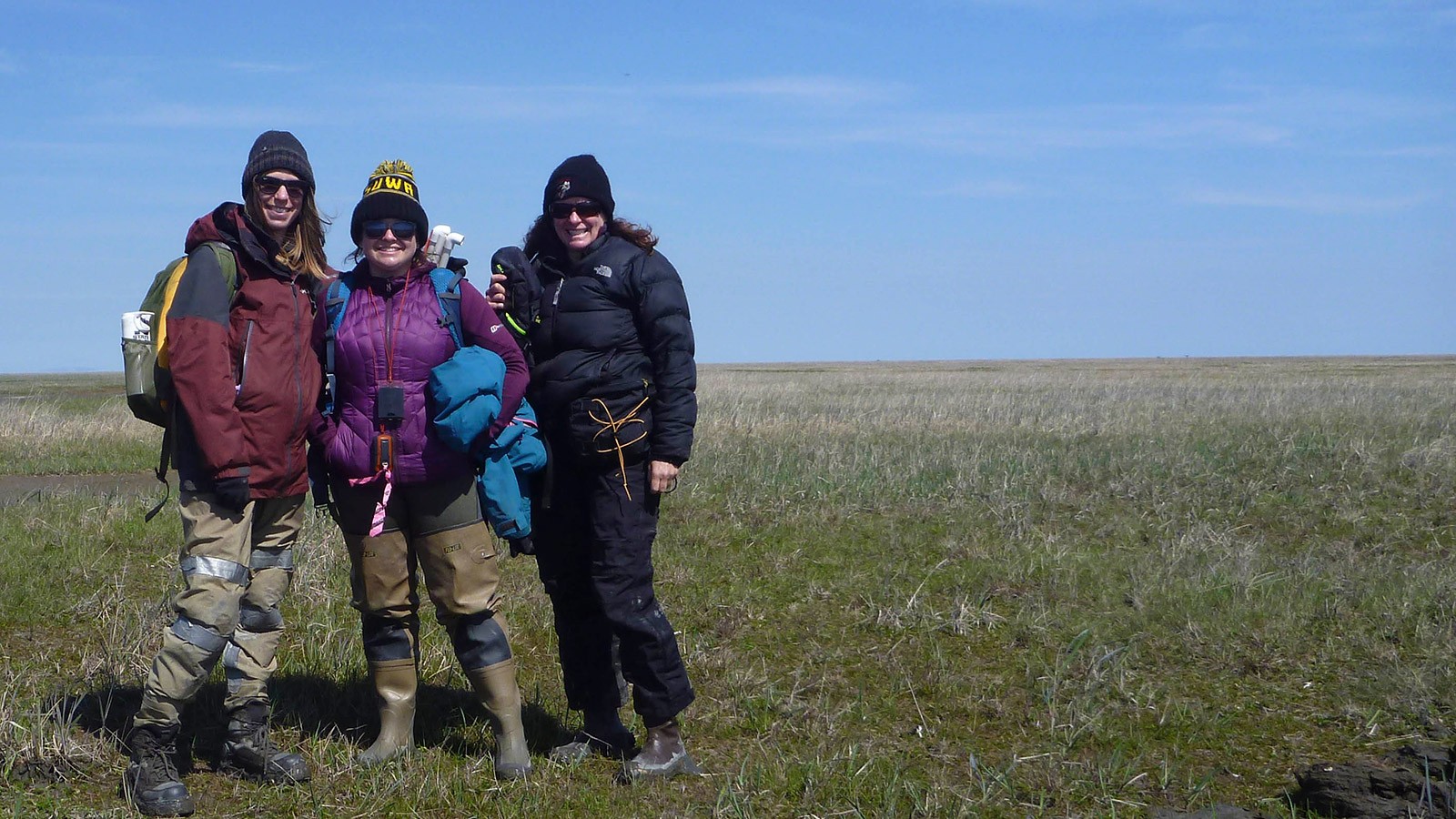 Bonnie Waring, master's student Karen Foley, and researcher Karen Beard in the Yukon.