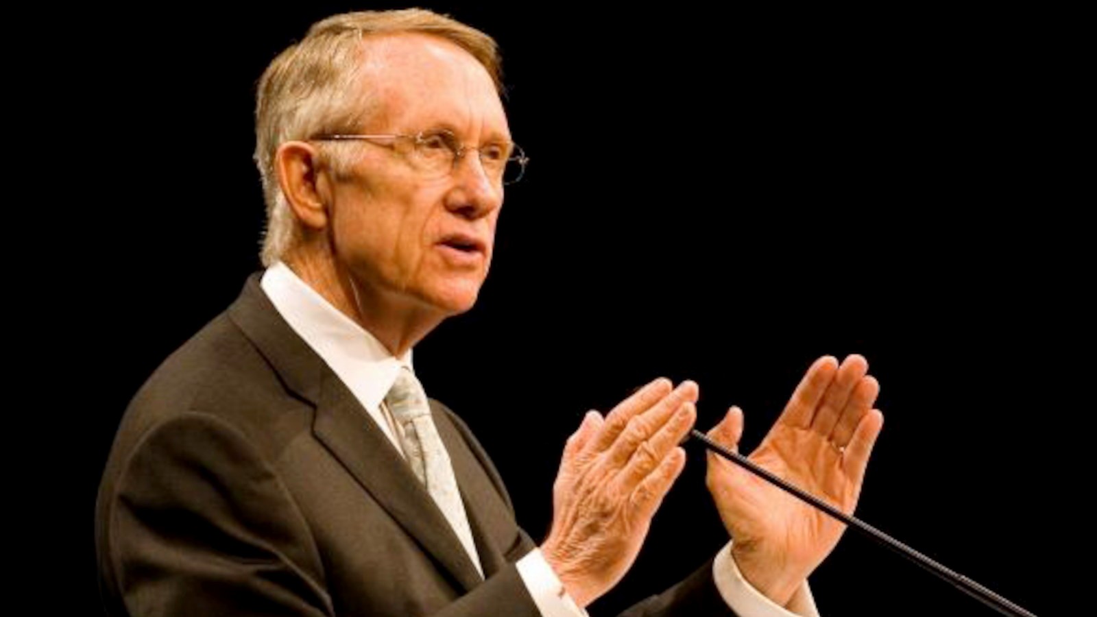 Harry Reid speaks at Utah State University in this undated photograph.