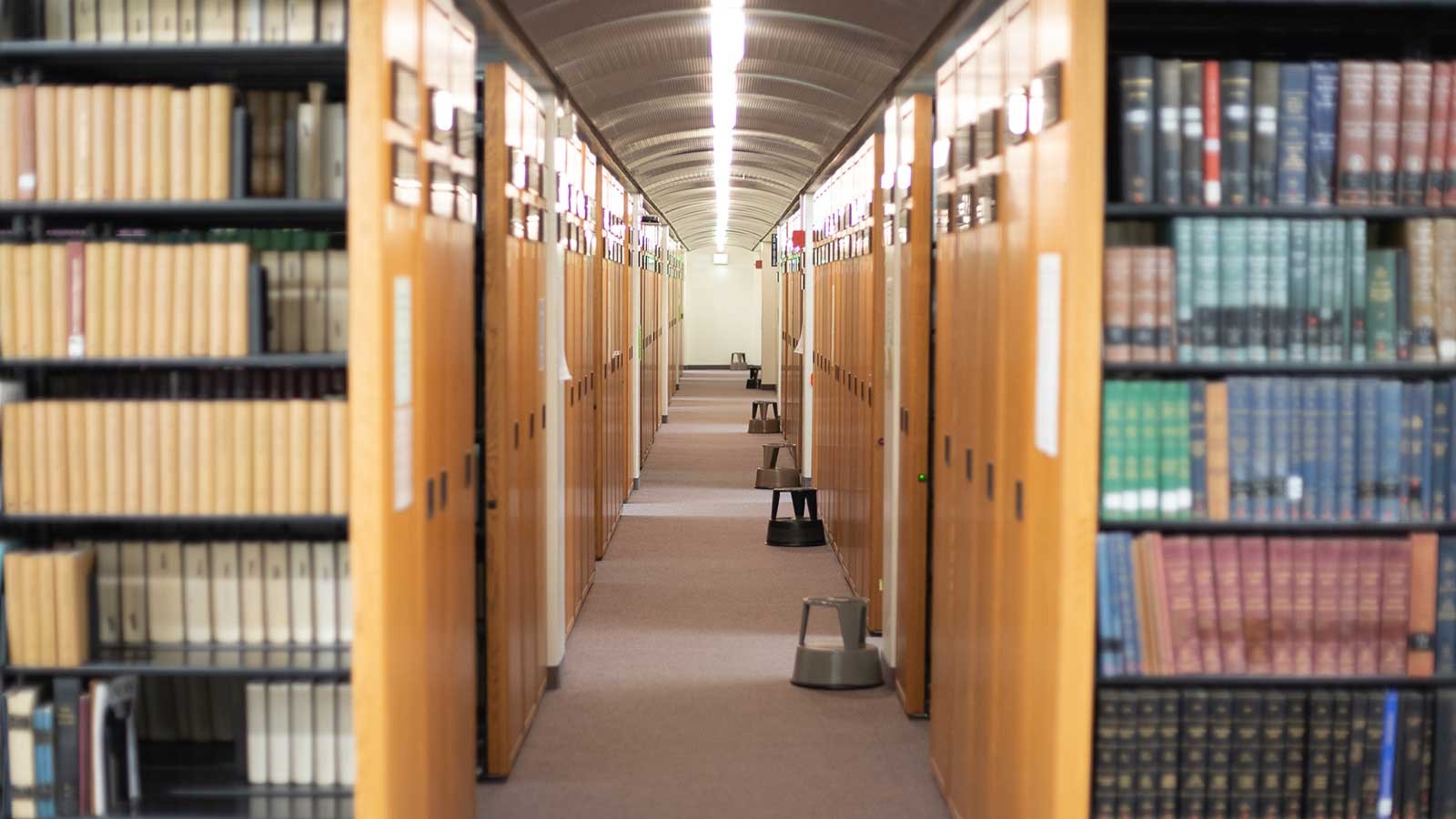 library stack in USU's Merrill-Cazier Library
